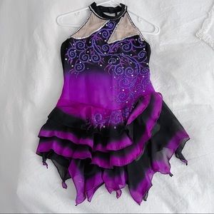 Purple Black Figure Skating Competition Dress S/M